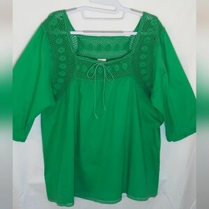 Green Venezia peasant blouse 22/24w